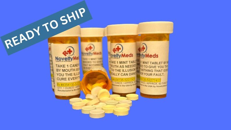 Novelty Meds candy pill gag gift bottle