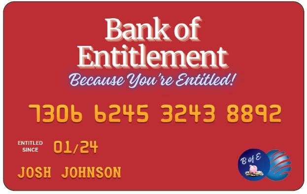 Bank of Entitlement novelty credit card