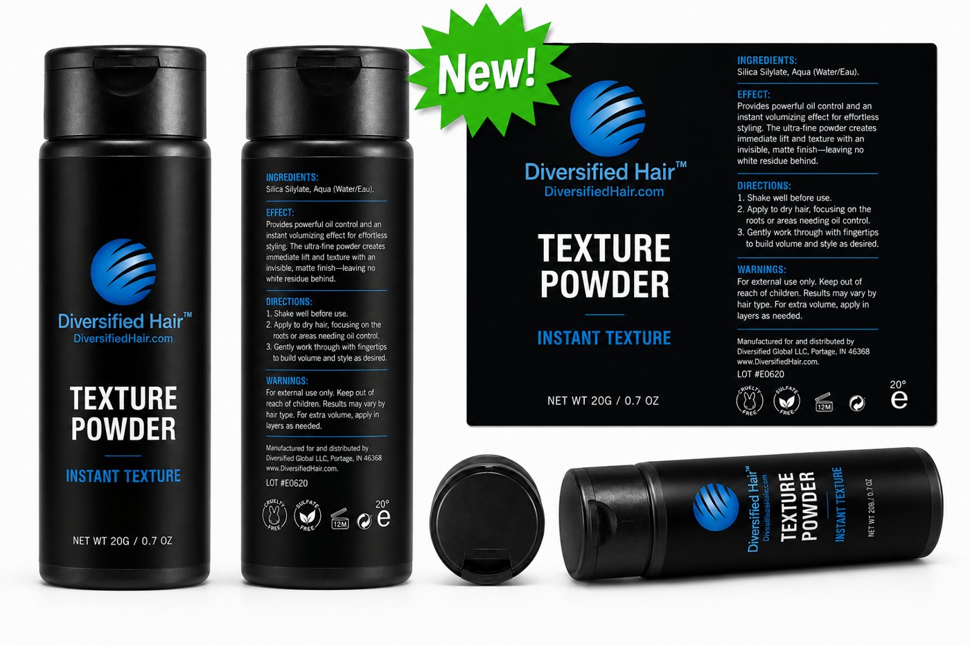 Diversified Hair texture powder container