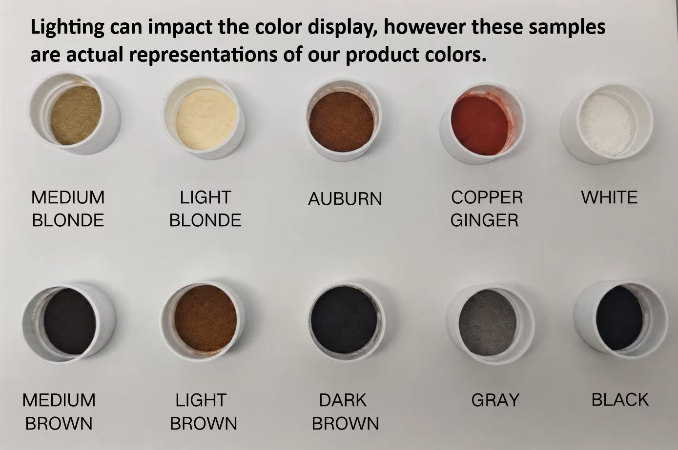 Diversified Hair fiber color swatches