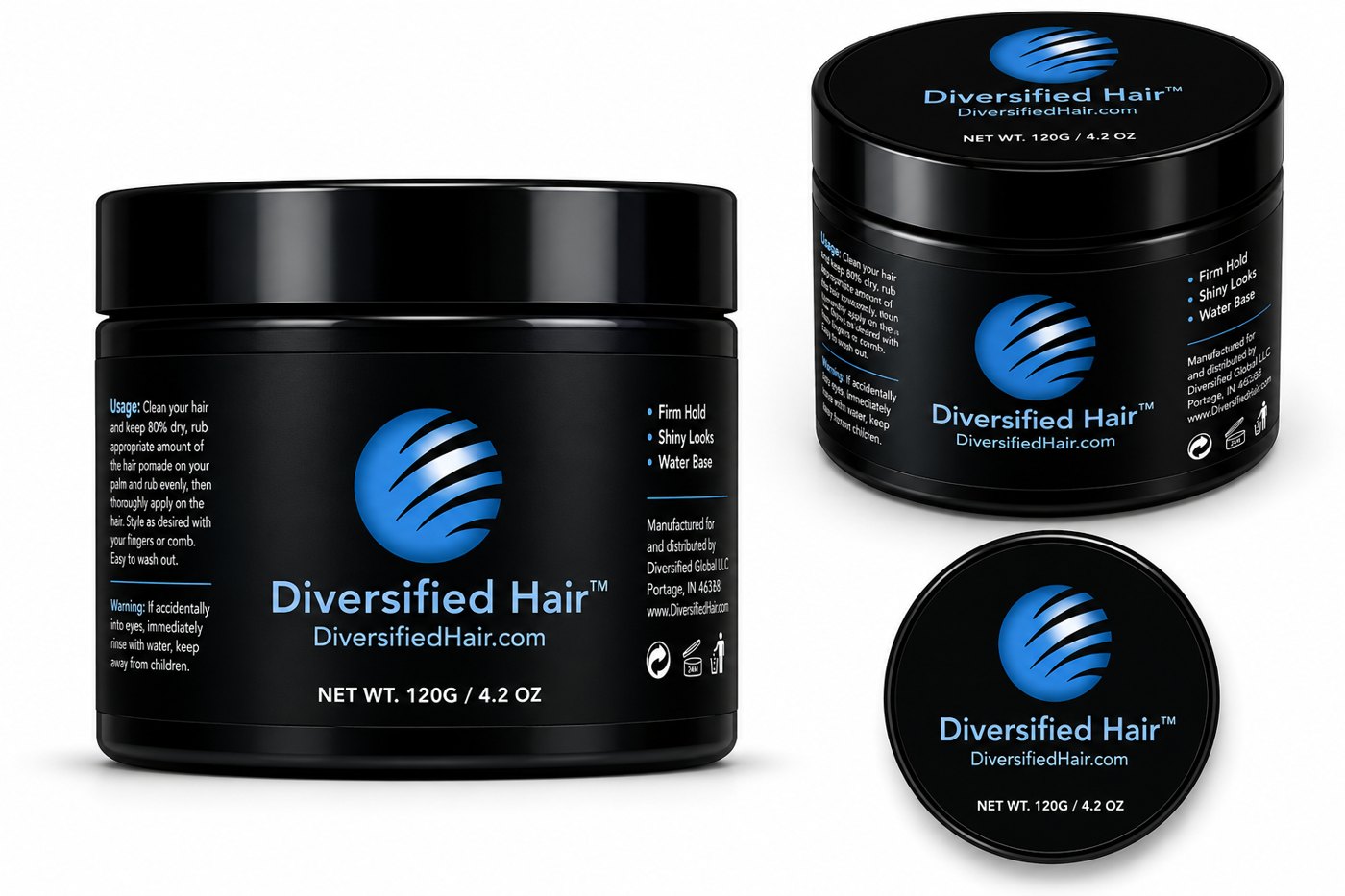 Diversified Hair pomade container