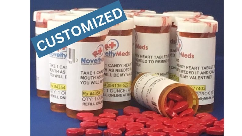 Novelty Meds candy hearts gag gift bottle